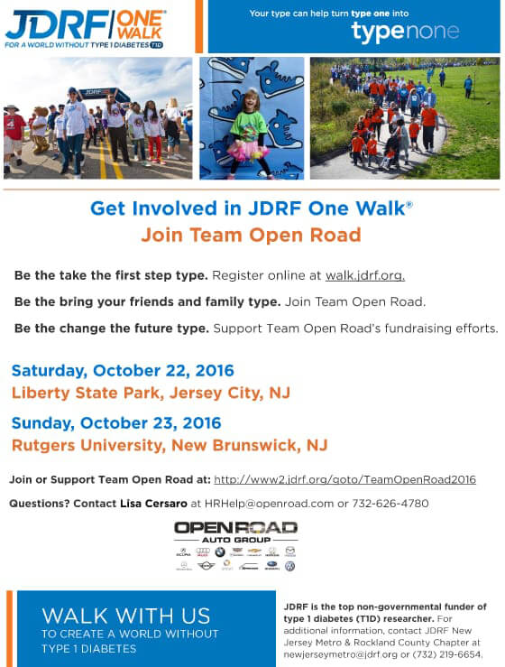 JDRF One Walk at Open Road Automotive Group in NJ