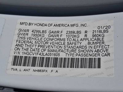 2020 Honda Accord EX 1.5T CVT