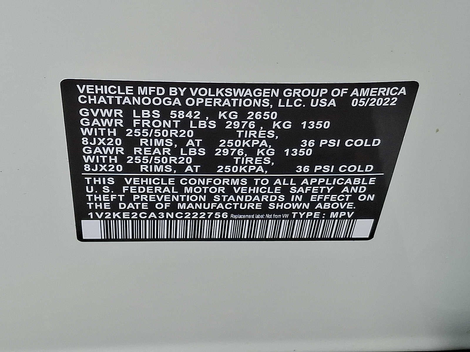 2022 Volkswagen Atlas Cross Sport 3.6L V6 SE w/Technology 4MOTION