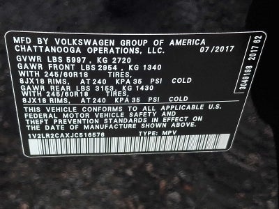 2018 Volkswagen Atlas 3.6L V6 SE w/Technology 4MOTION