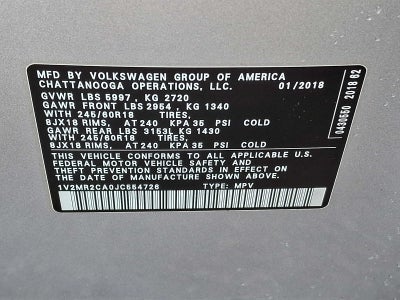 2018 Volkswagen Atlas 3.6L V6 SEL 4MOTION