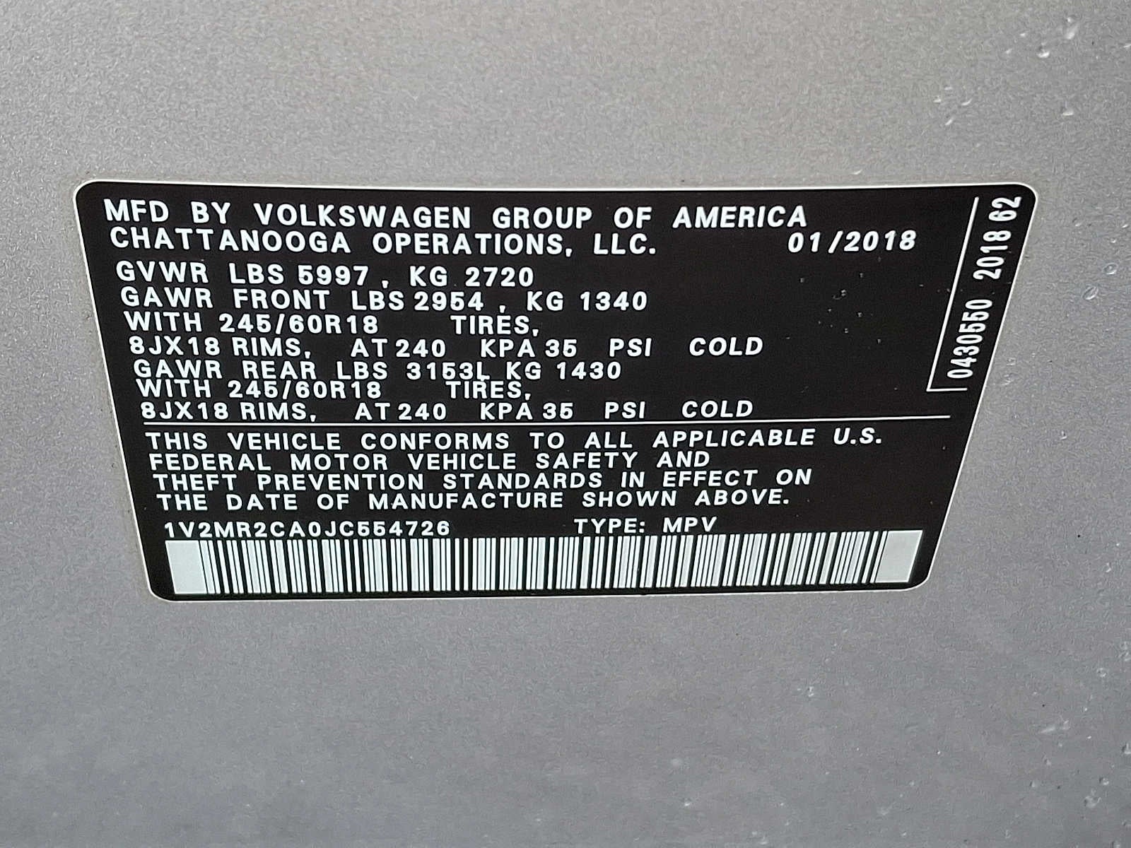 2018 Volkswagen Atlas 3.6L V6 SEL 4MOTION