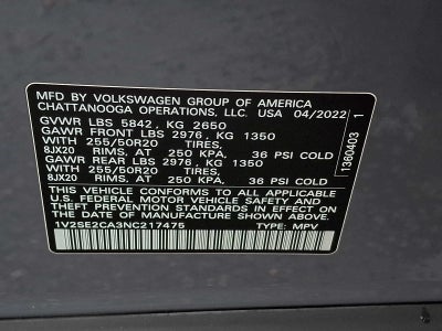 2022 Volkswagen Atlas Cross Sport 3.6L V6 SEL R-Line 4MOTION