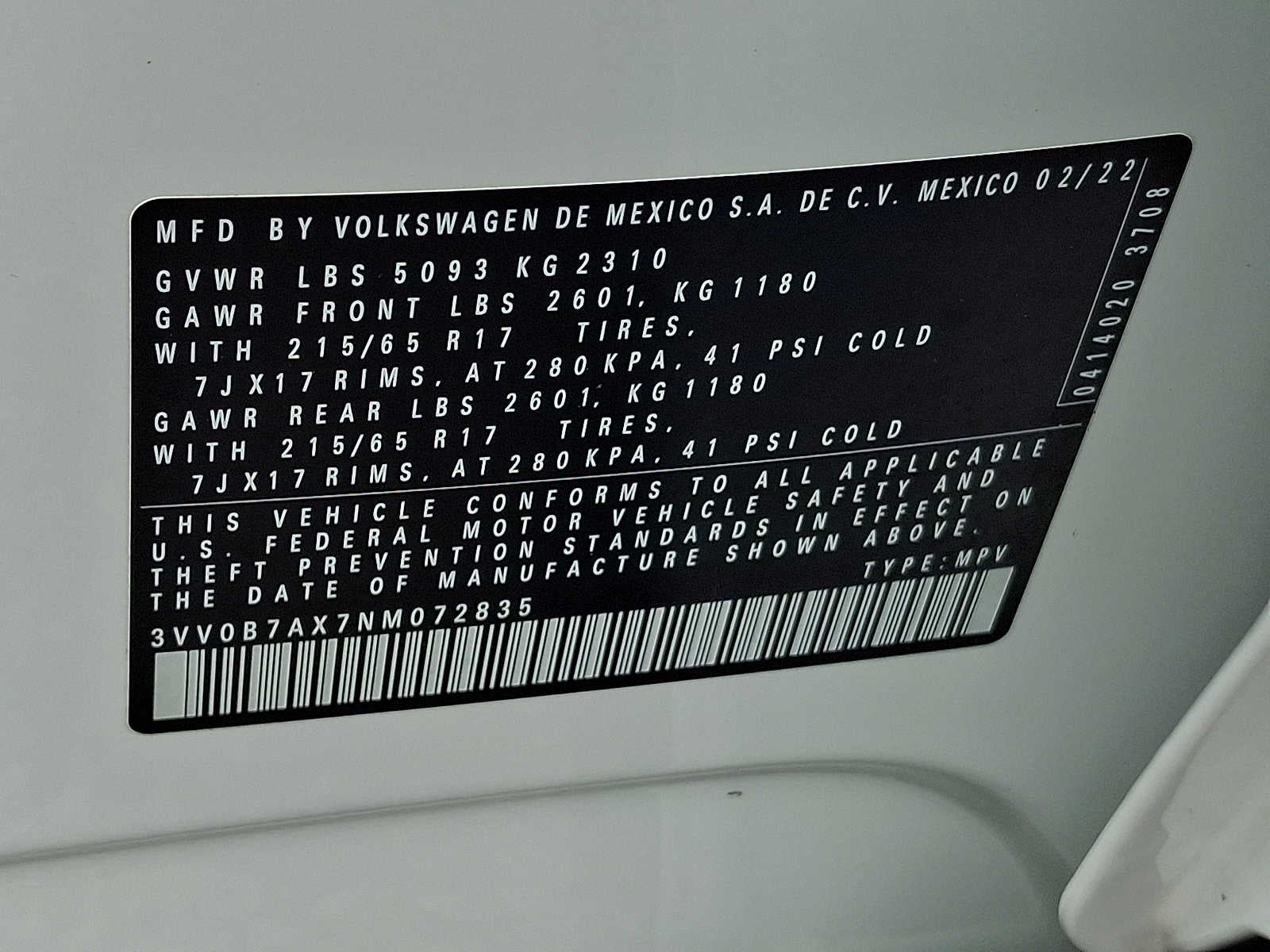 2022 Volkswagen Tiguan 2.0T S 4MOTION