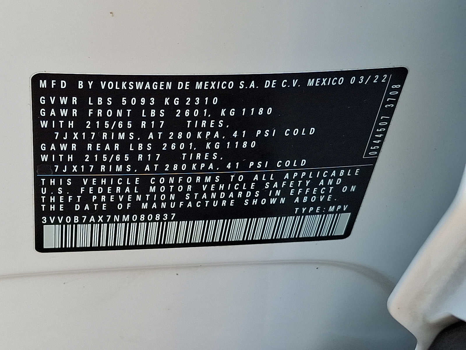 2022 Volkswagen Tiguan 2.0T S 4MOTION