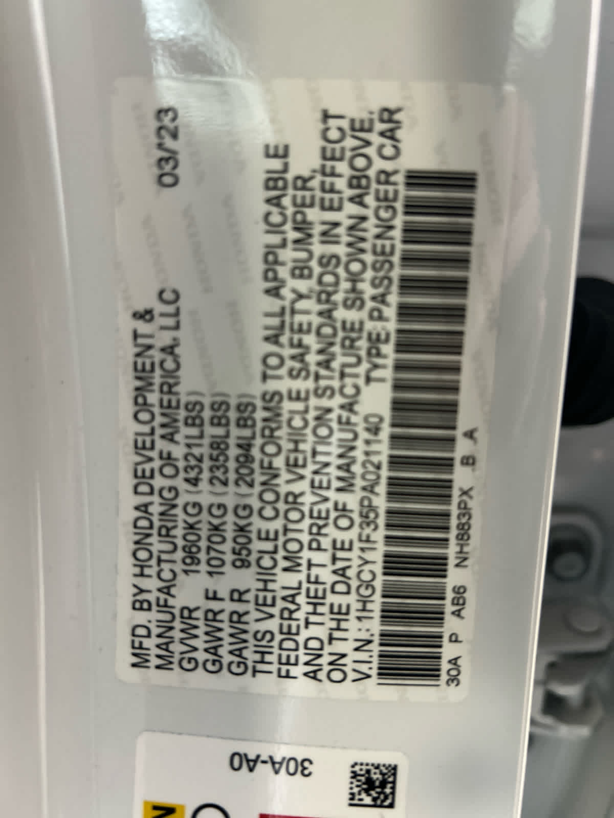 2023 Honda Accord EX CVT
