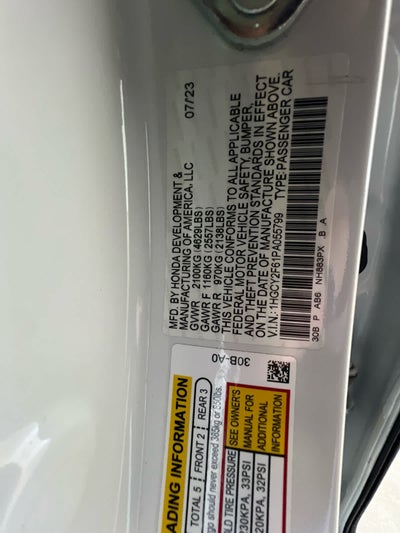 2023 Honda Accord Hybrid EX-L Sedan