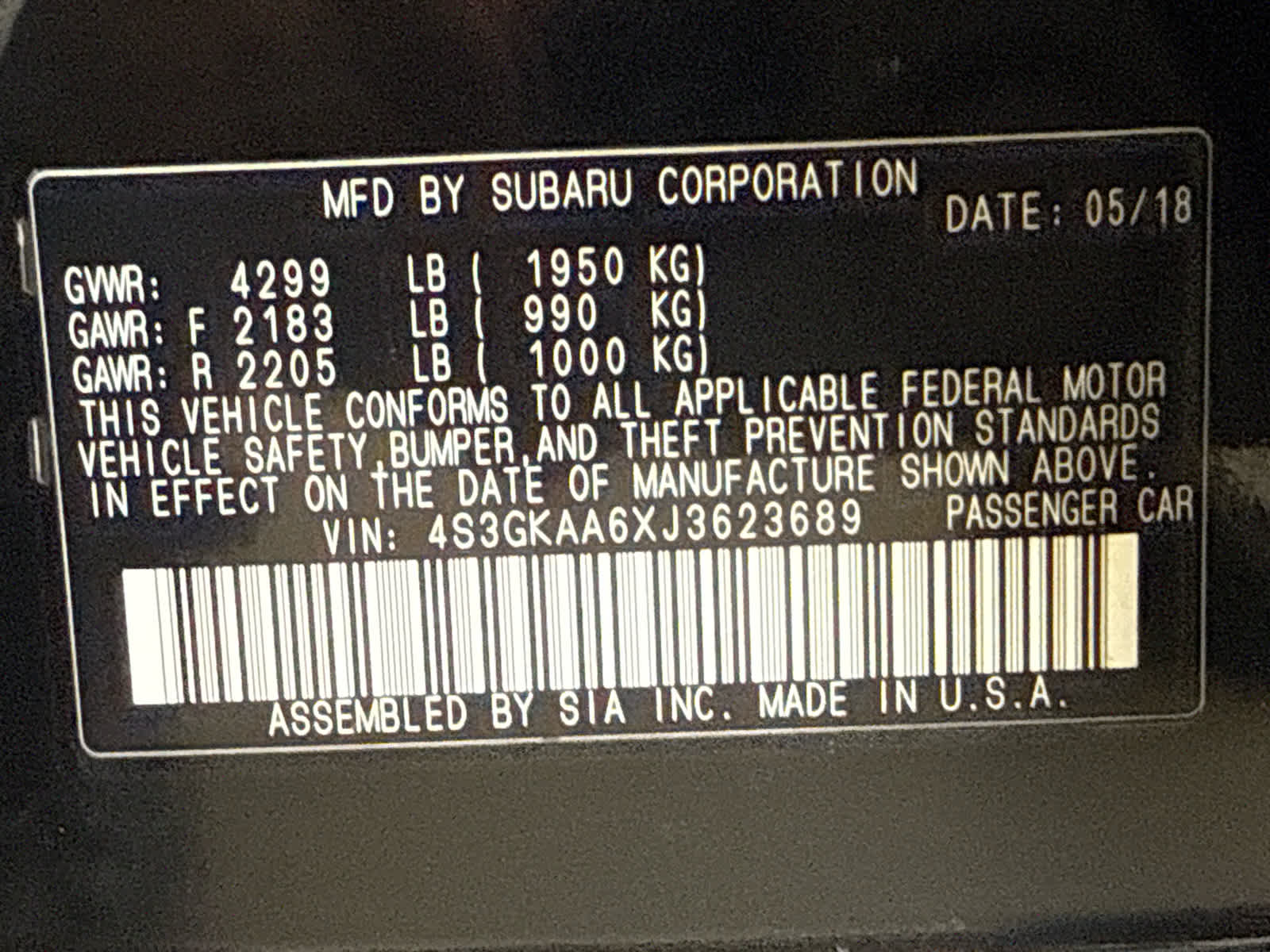 2018 Subaru Impreza 2.0i 4-door CVT