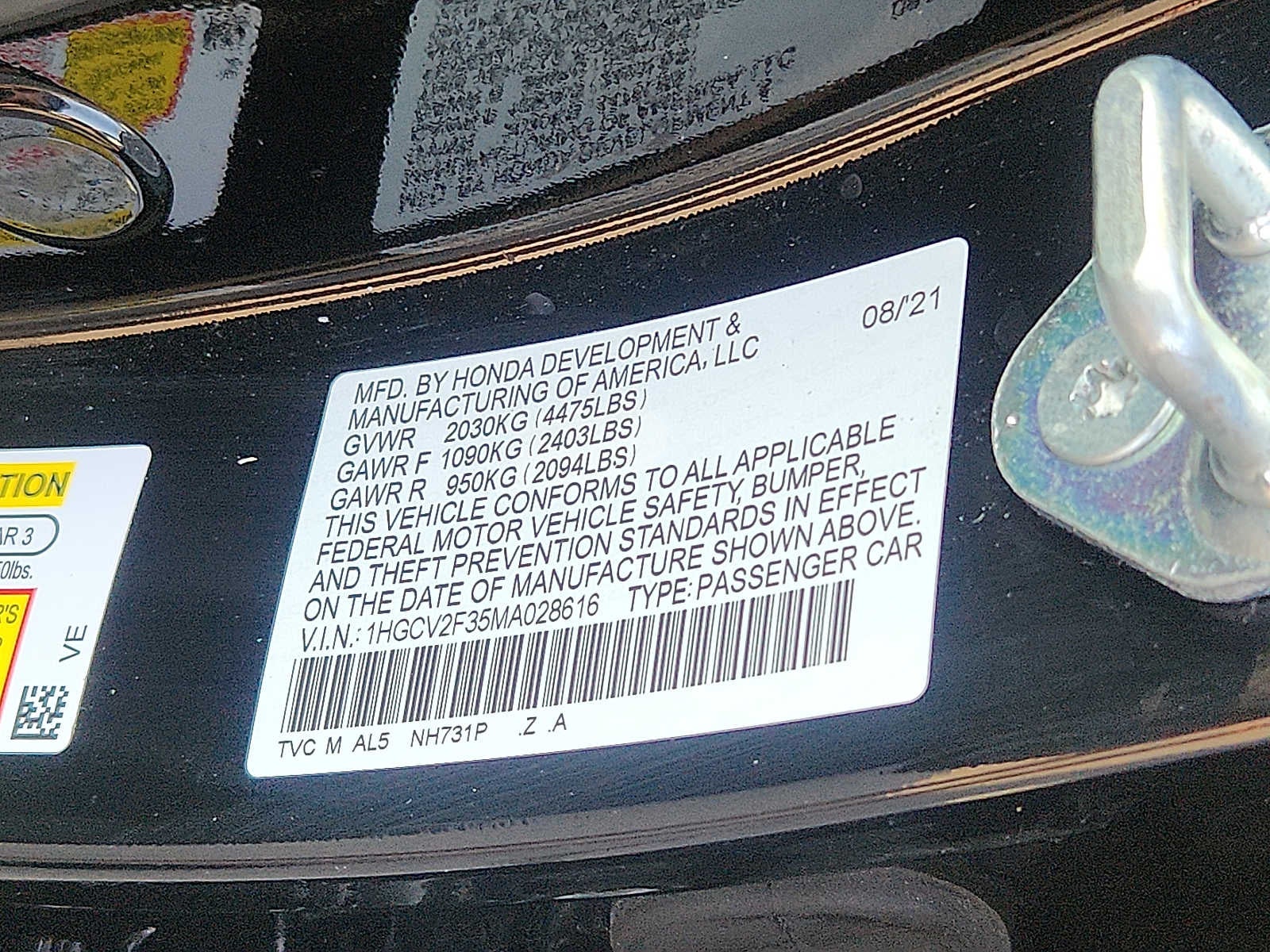 2021 Honda Accord Sedan Sport