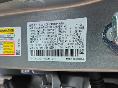 2026 Honda Civic Hybrid Sport