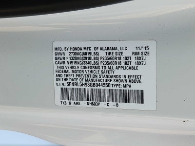 2016 Honda Odyssey Touring Elite