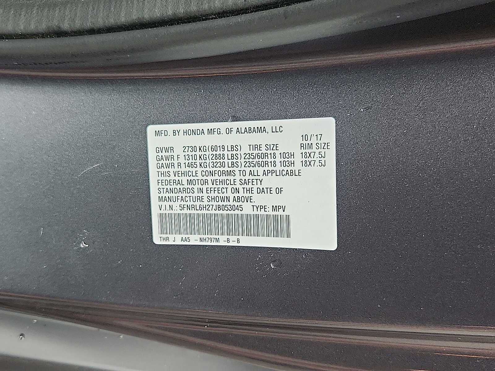 2018 Honda Odyssey LX