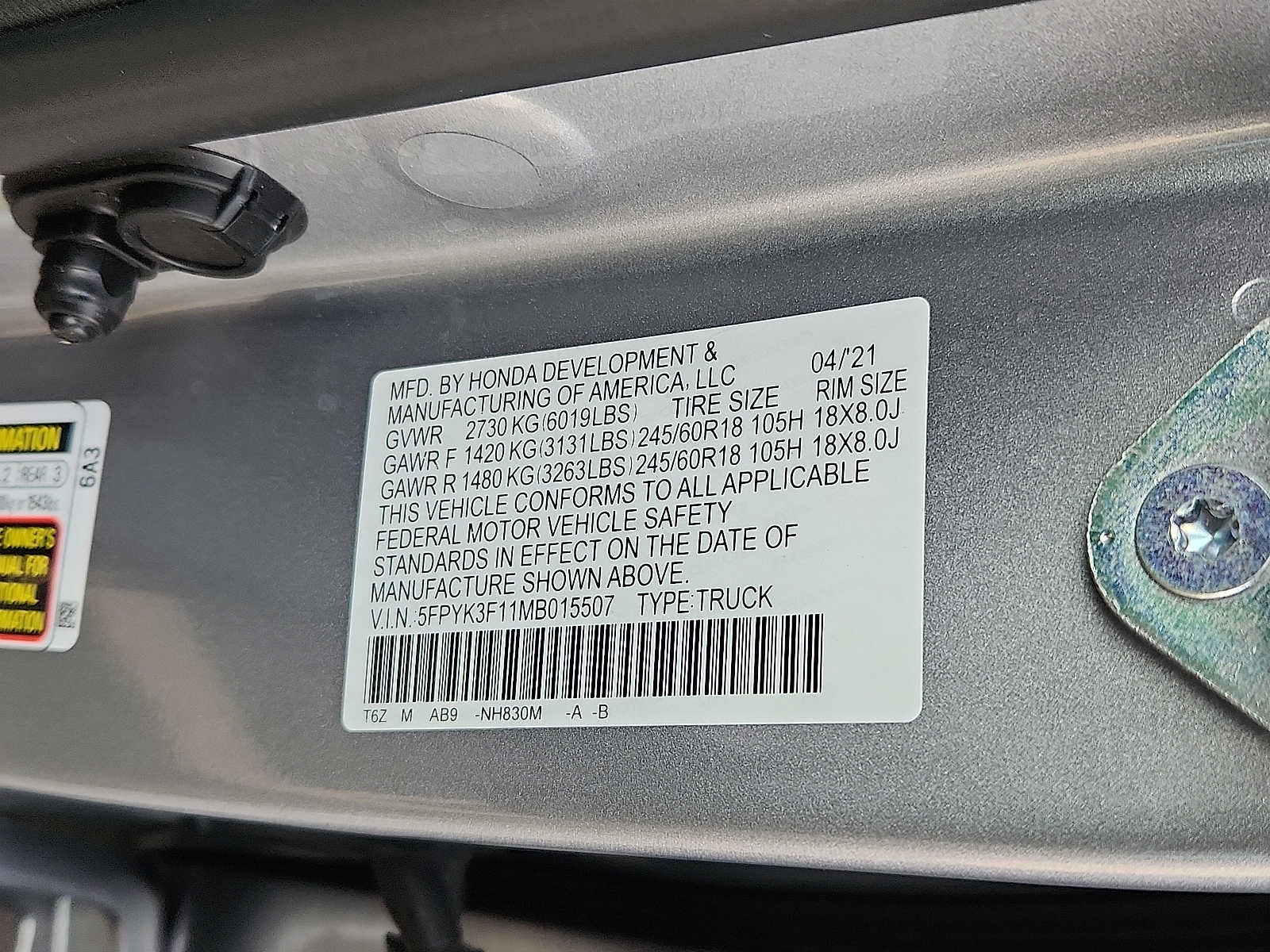 2021 Honda Ridgeline Sport