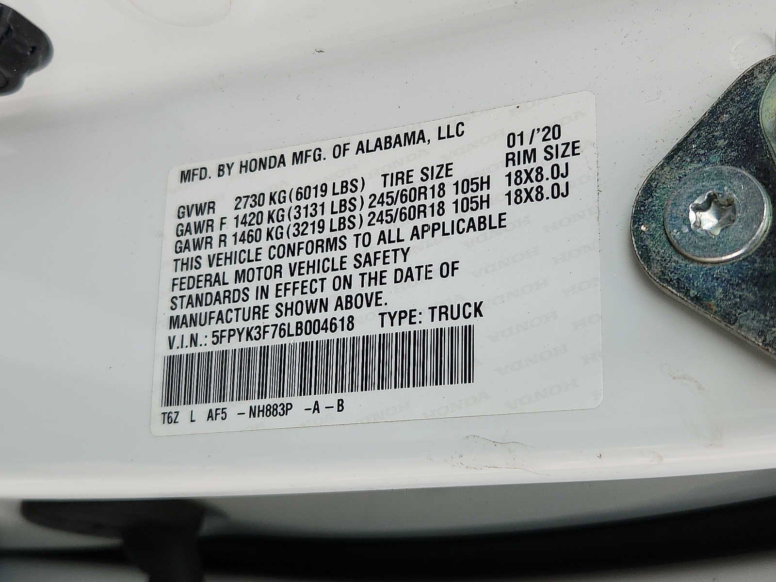 2020 Honda Ridgeline RTL-E