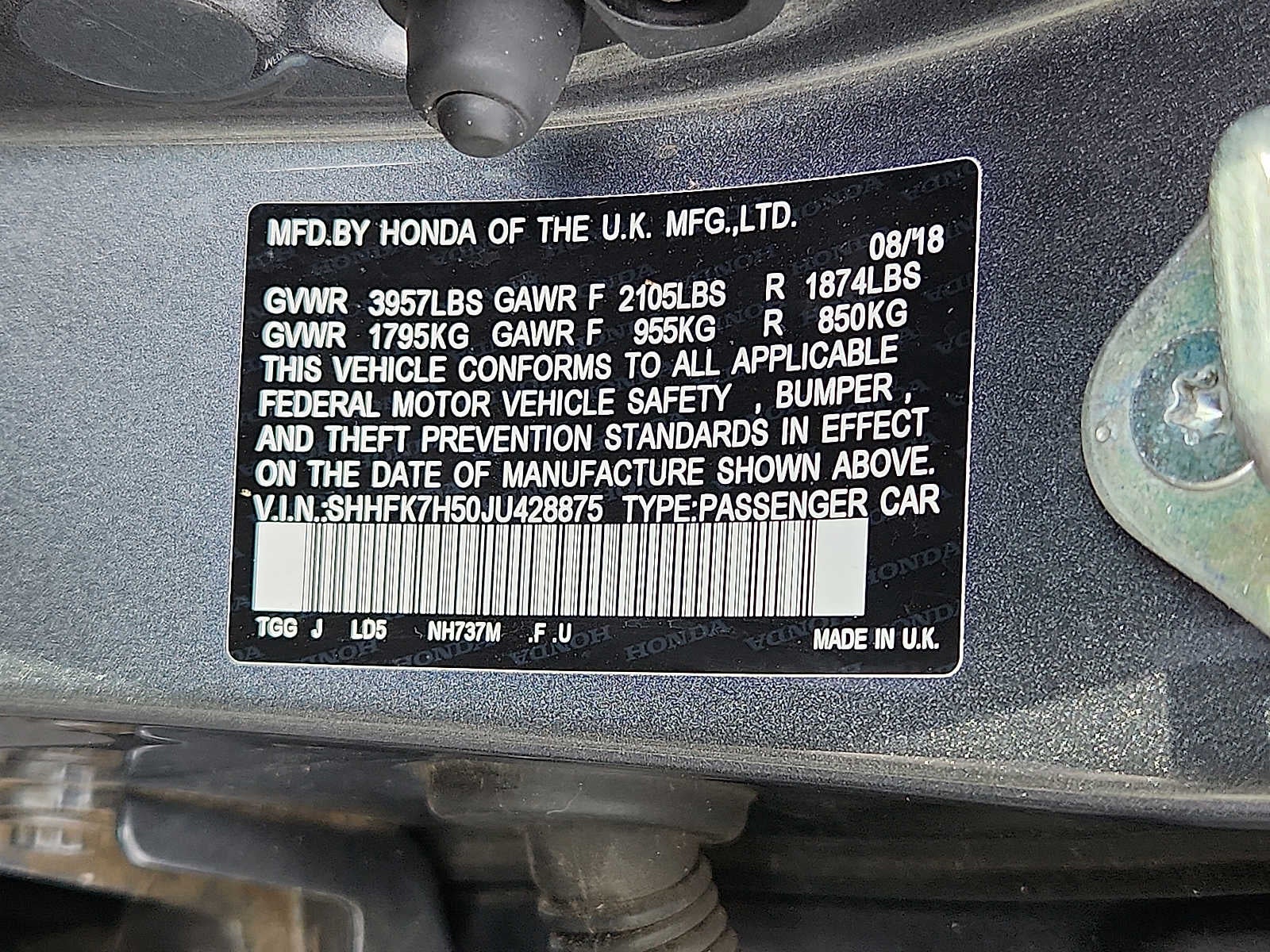 2018 Honda Civic Hatchback EX