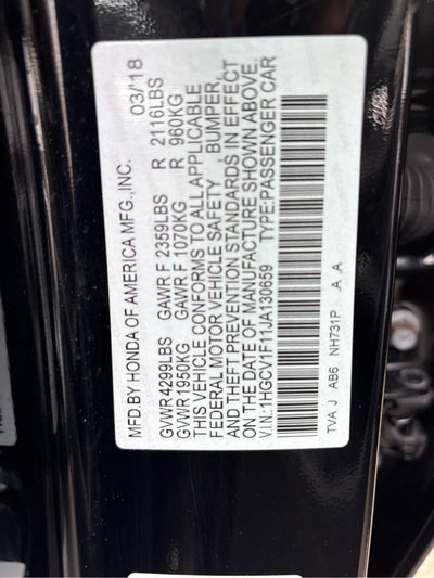 2018 Honda Accord LX 1.5T