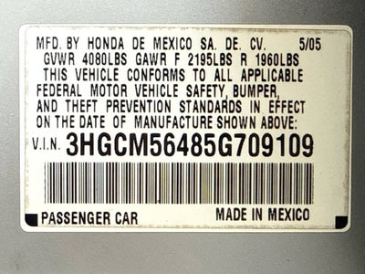 2005 Honda Accord Sdn LX