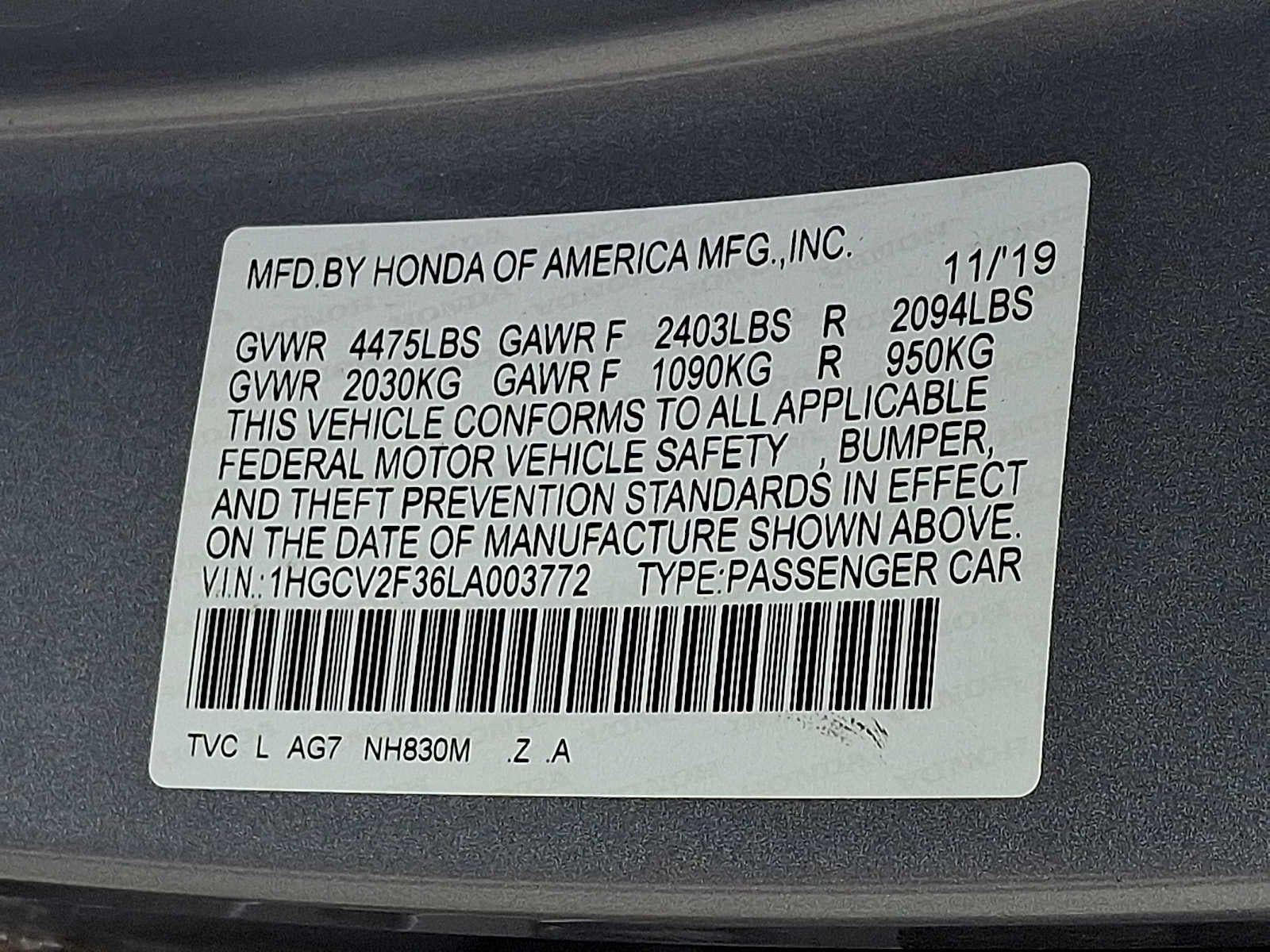 2020 Honda Accord Sport 2.0T Auto