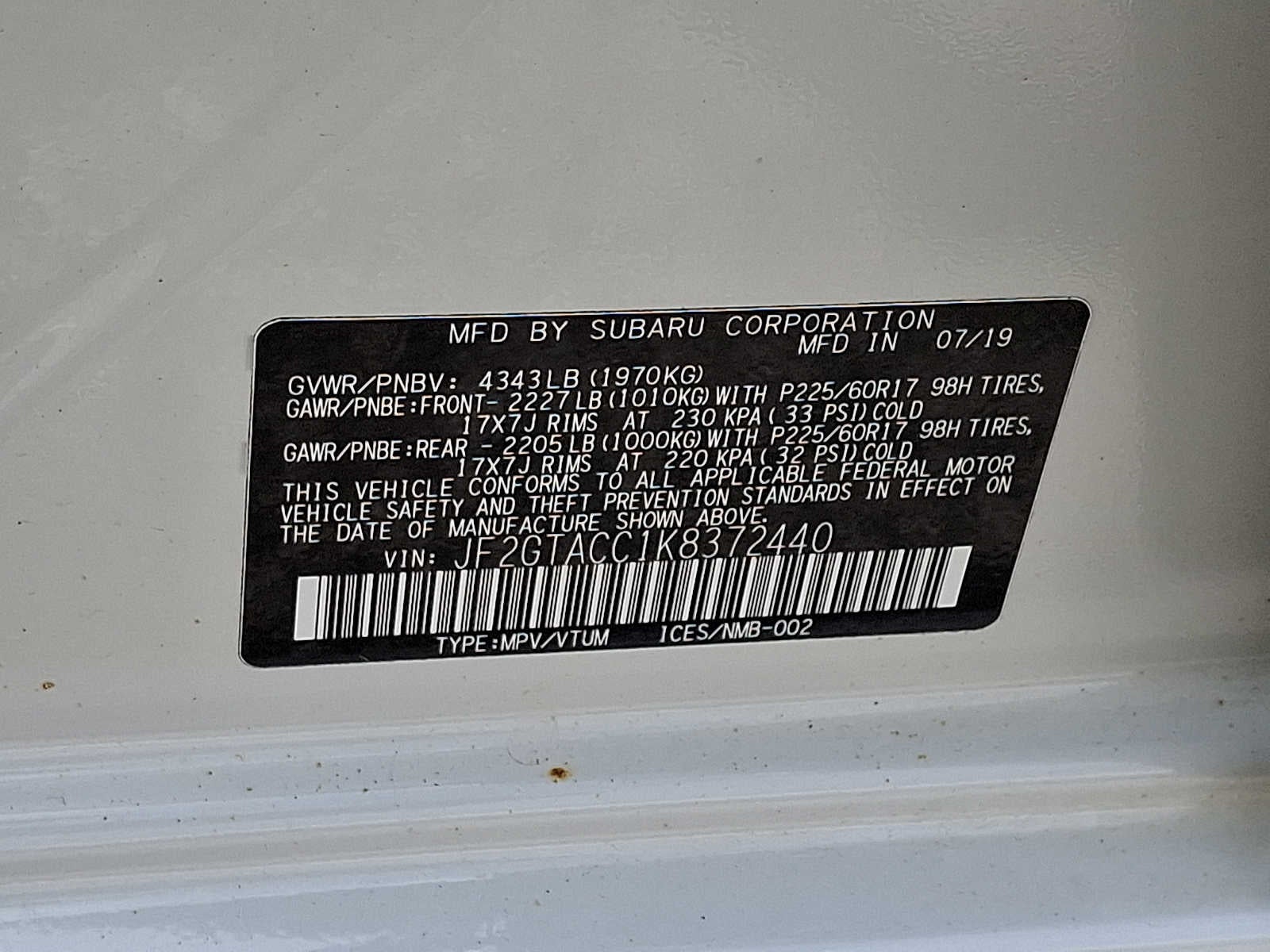 2019 Subaru Crosstrek 2.0i Premium CVT