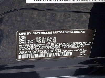 2016 BMW 4 Series 4dr Sdn 428i xDrive AWD Gran Coupe SULEV