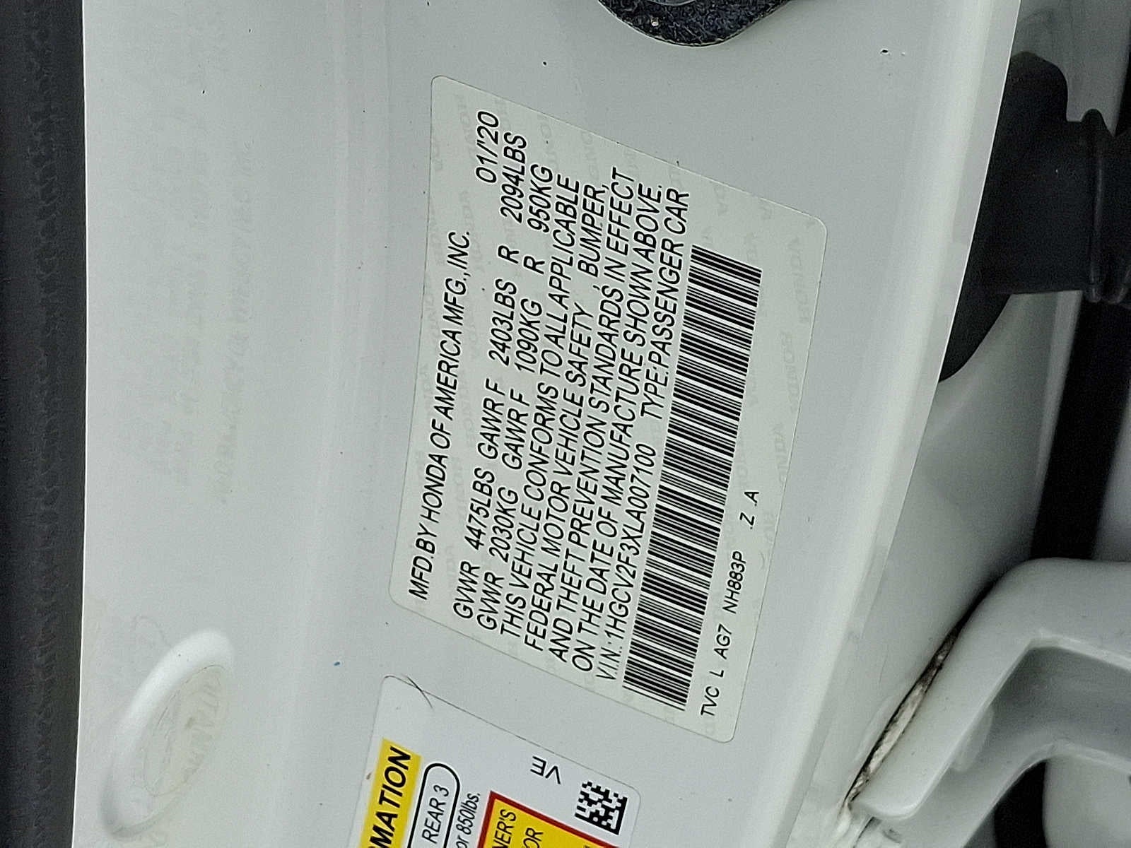 2020 Honda Accord Sport 2.0T Auto