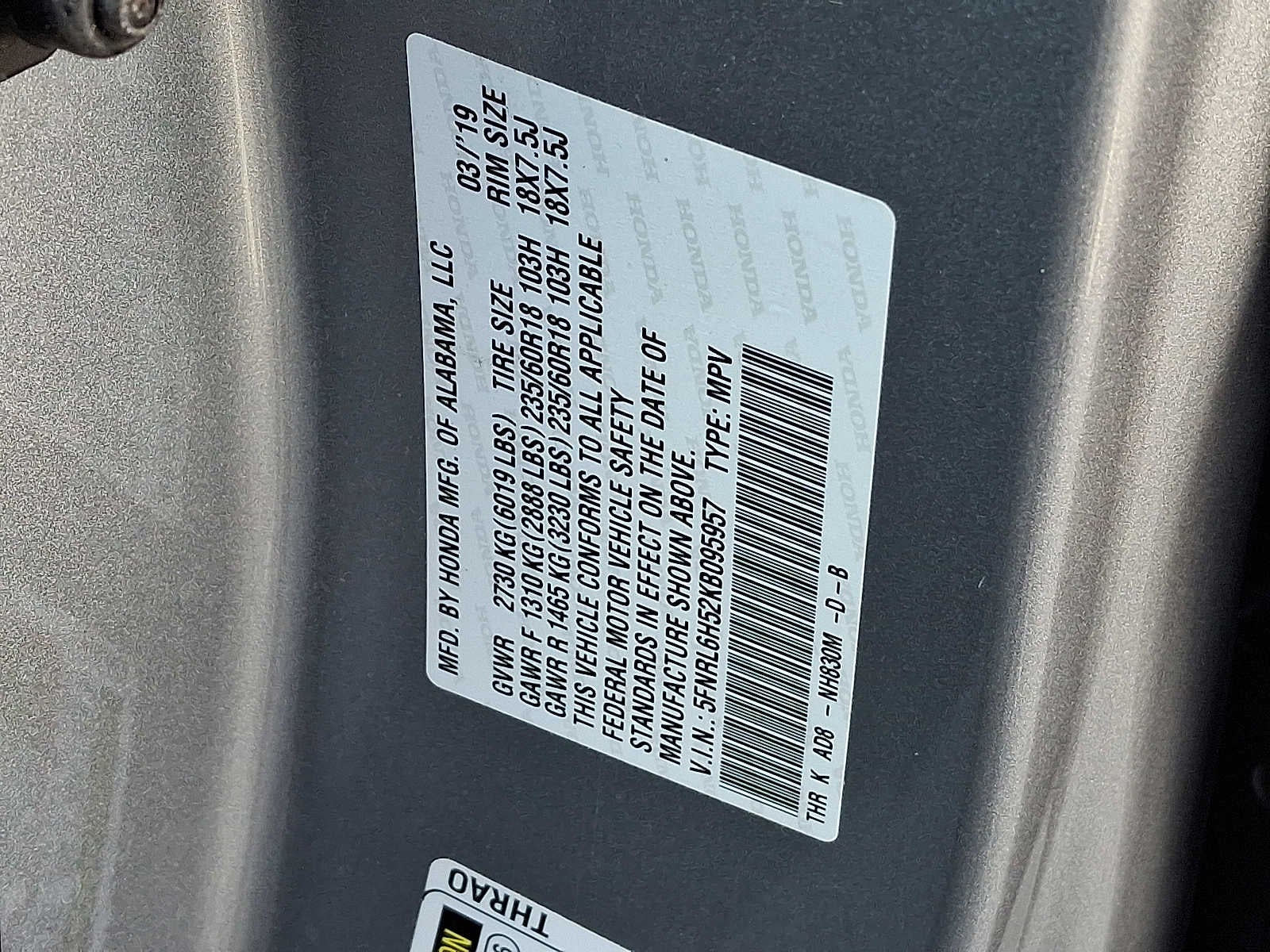 2019 Honda Odyssey EX Auto