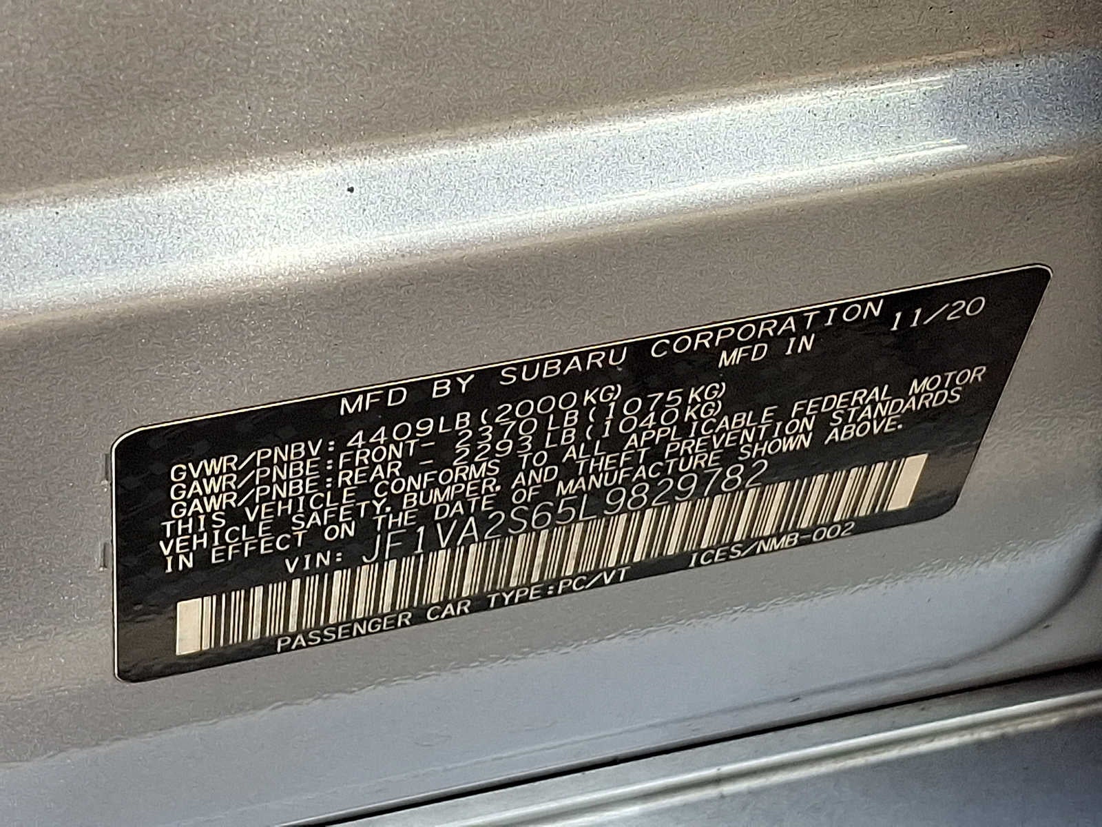 2020 Subaru WRX STI Manual