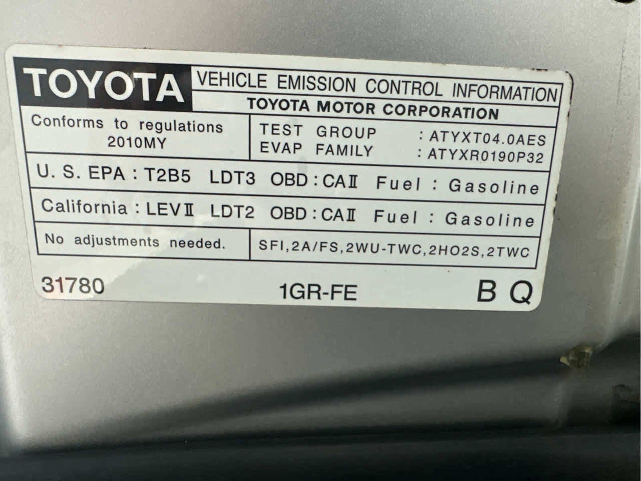 2010 Toyota 4Runner RWD 4dr V6 SR5