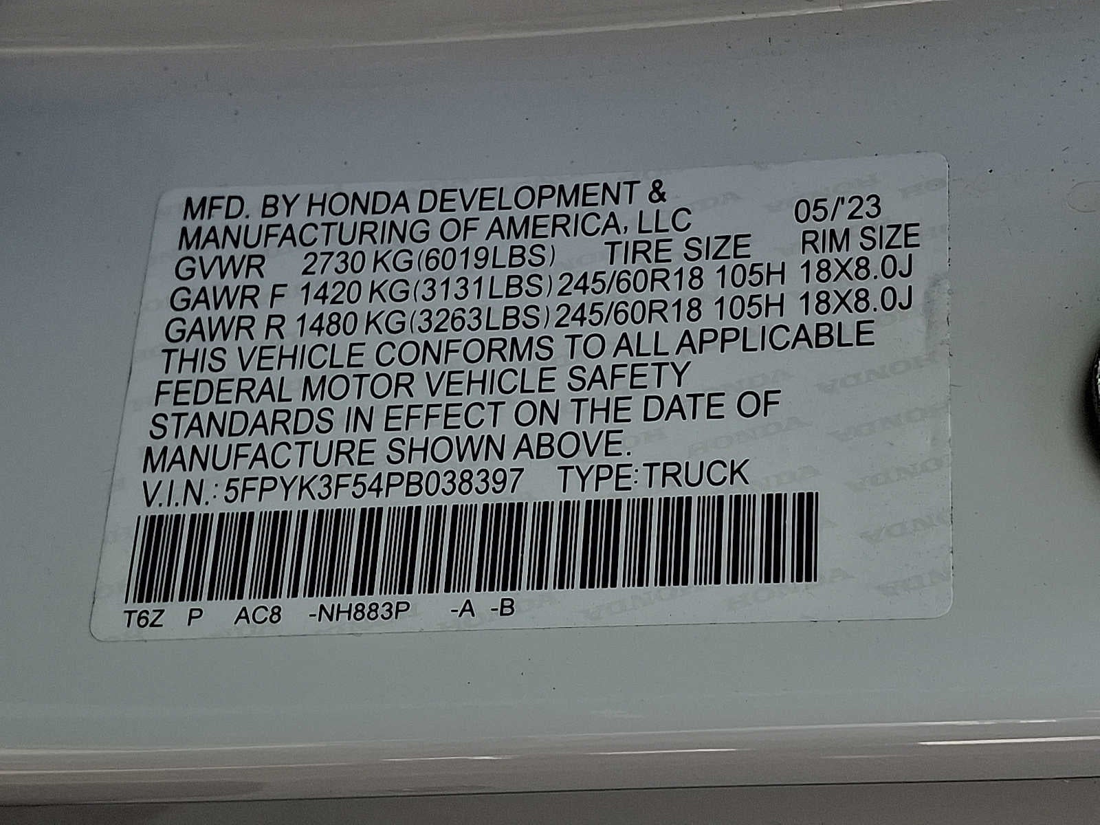 2023 Honda Ridgeline RTL AWD