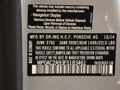 2015 Porsche 911 2dr Cpe GT3