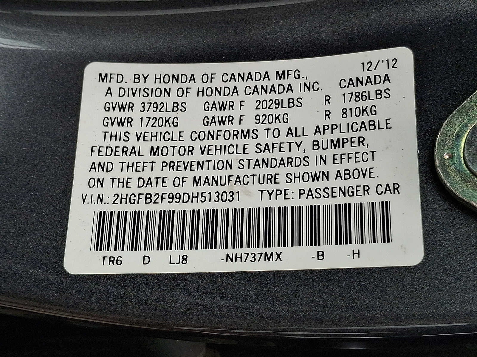 2013 Honda Civic 4dr Auto EX-L PZEV