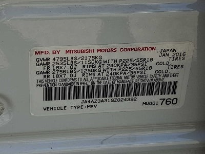 2016 Mitsubishi Outlander AWC 4dr SEL