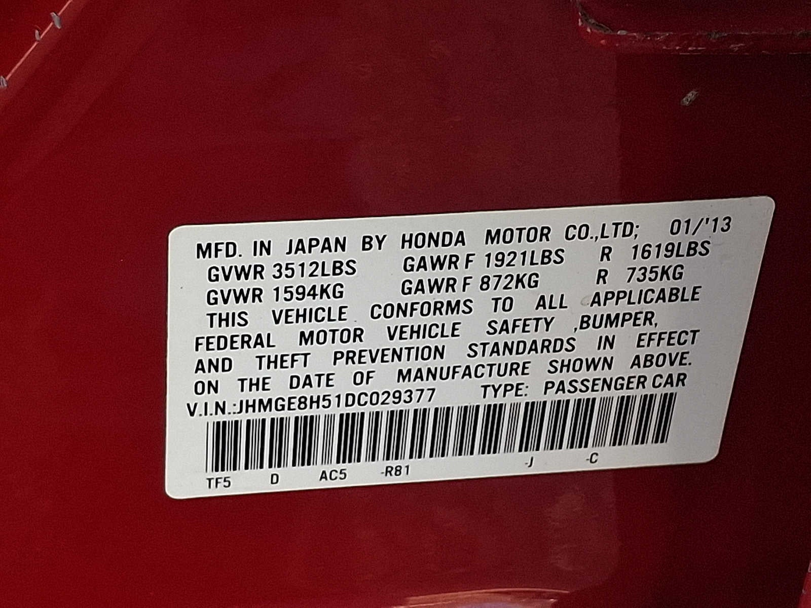 2013 Honda Fit 5dr HB Auto Sport