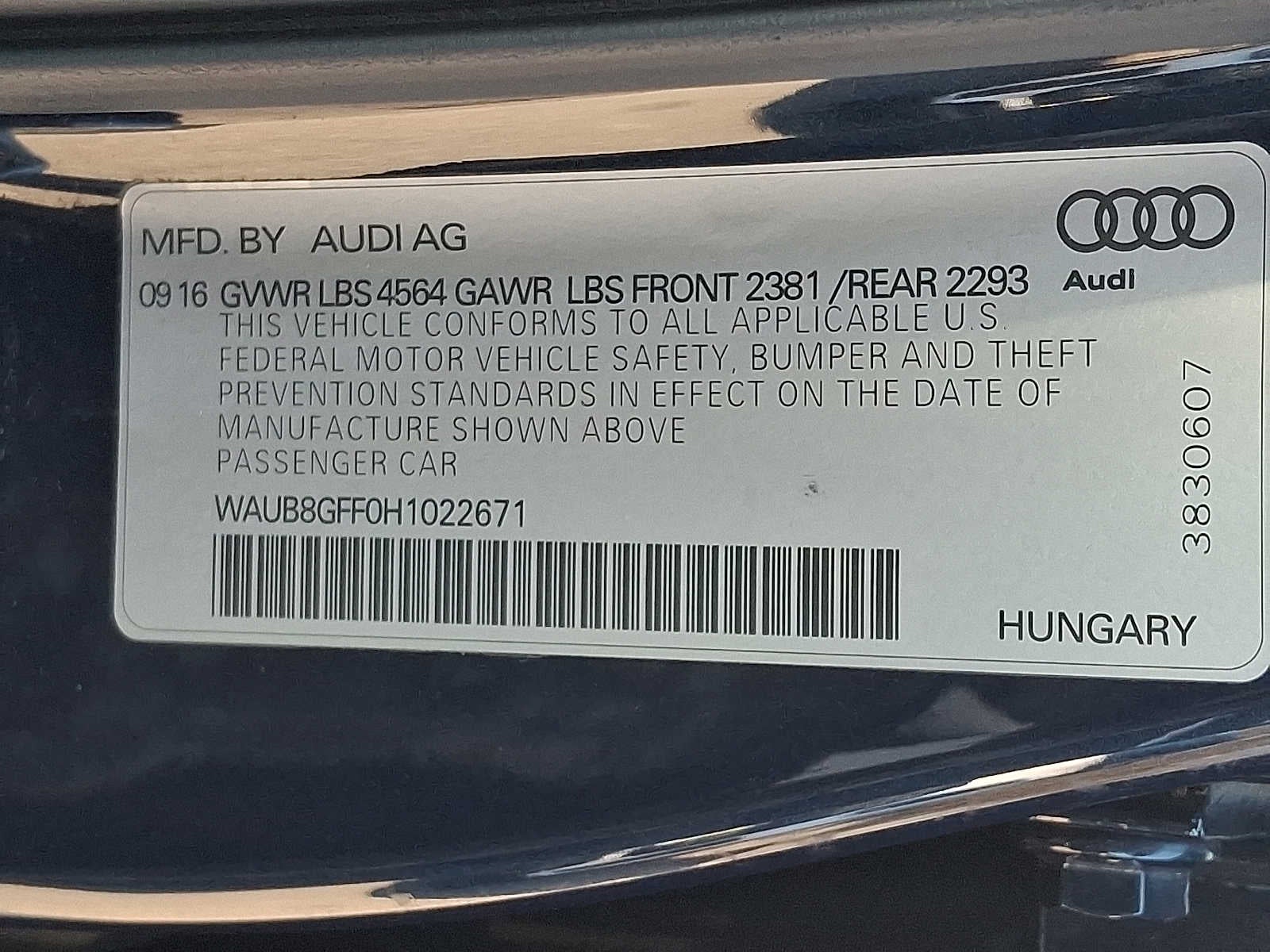 2017 Audi A3 2.0 TFSI Premium quattro AWD