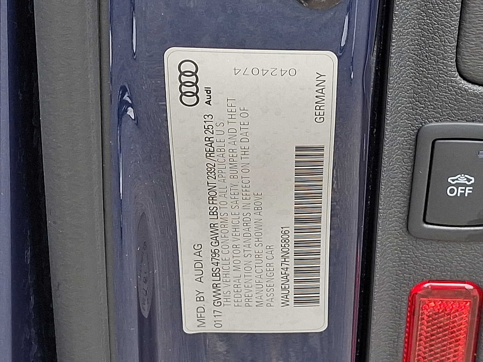 2017 Audi A4 2.0 TFSI Auto Premium Plus quattro AWD