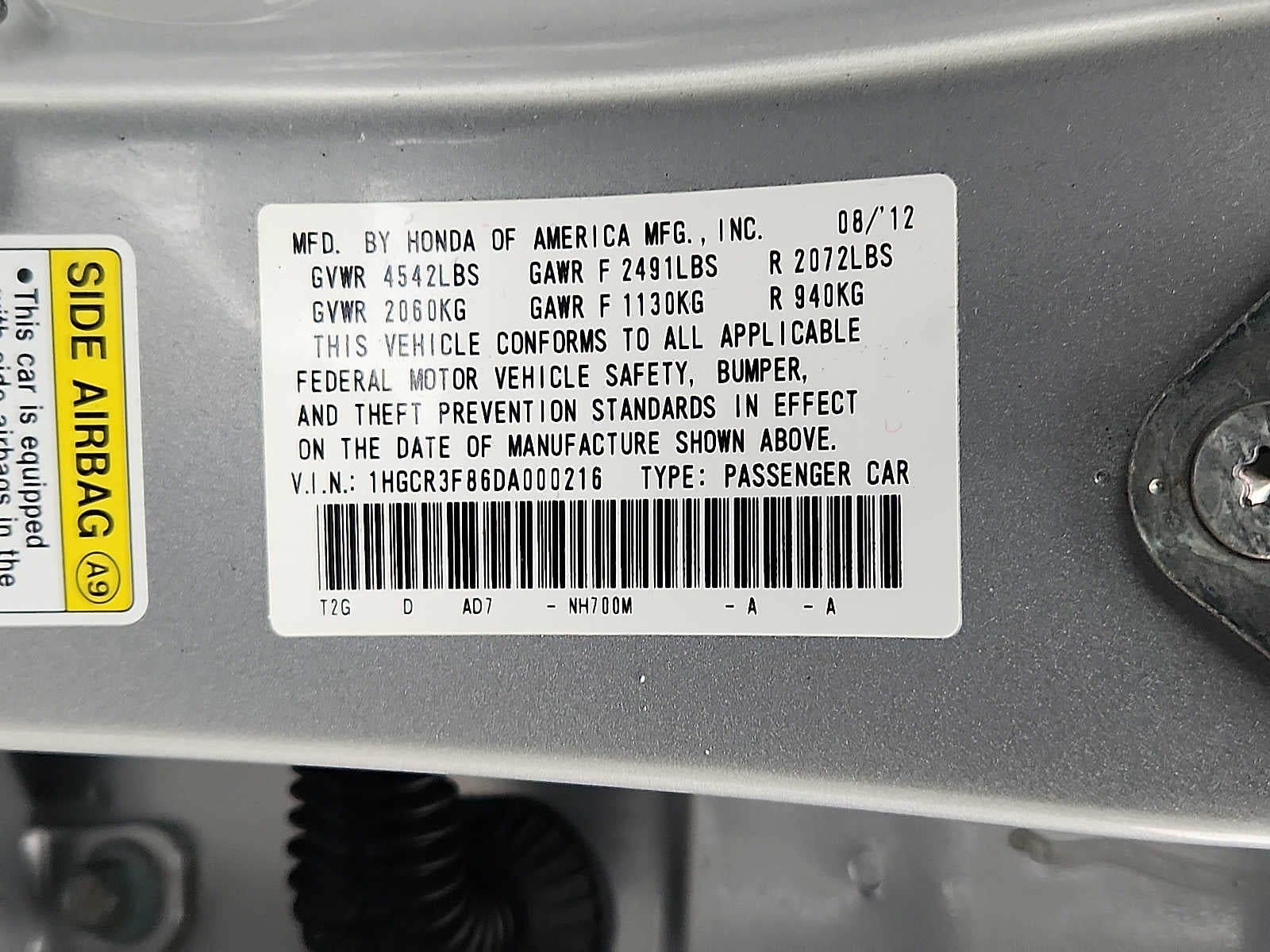 2013 Honda Accord 4dr V6 Auto EX-L