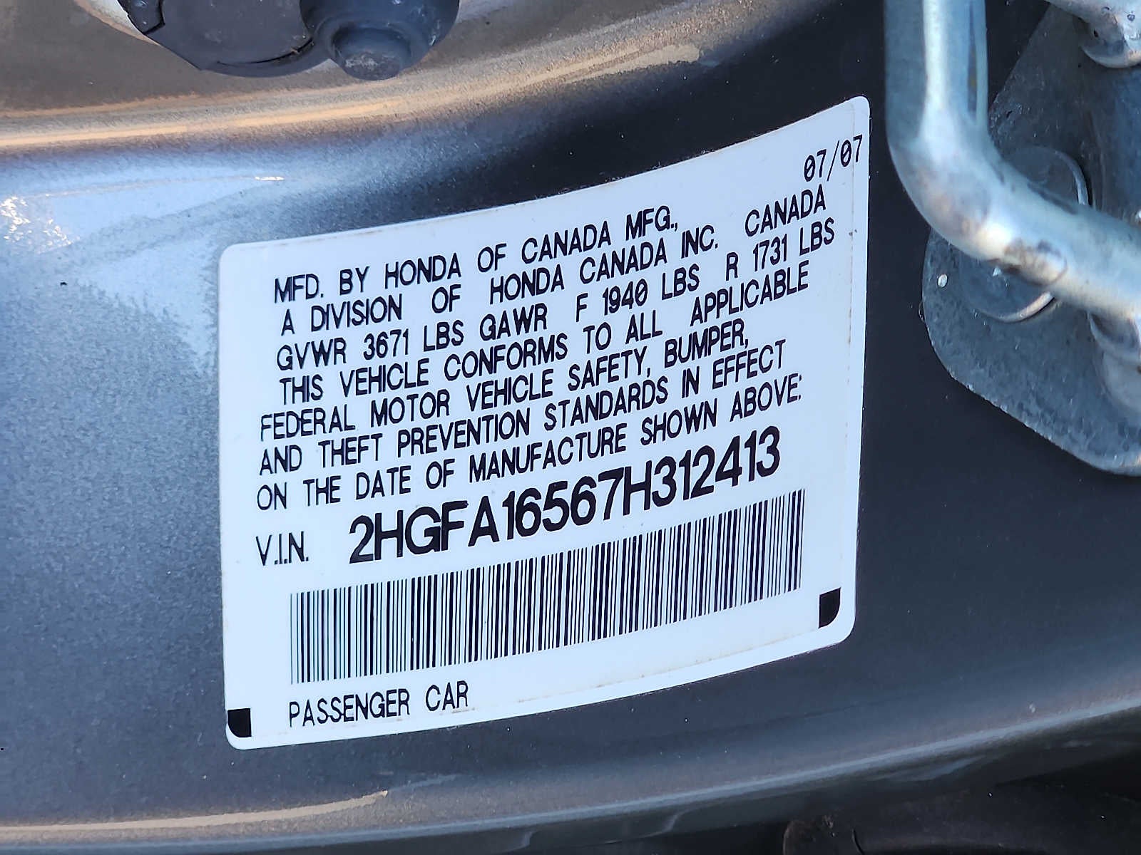 2007 Honda Civic 4dr AT LX