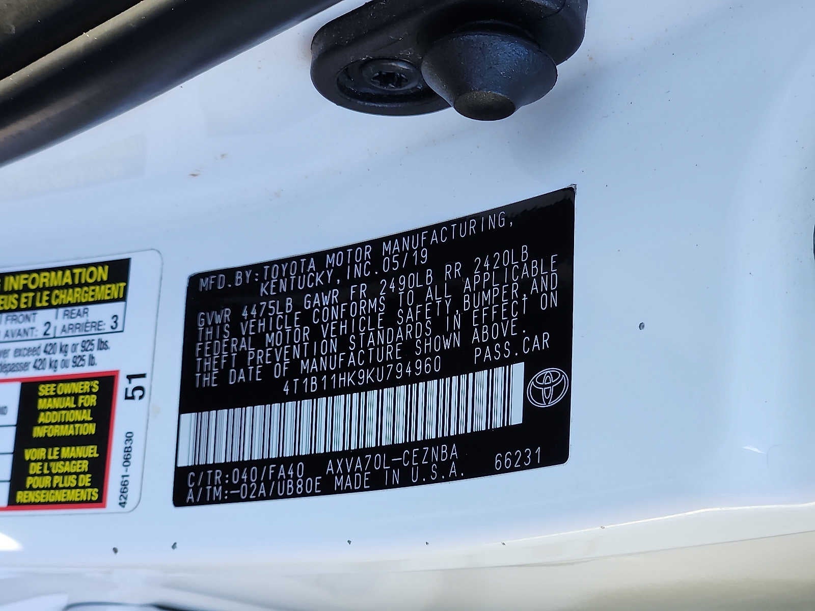 2019 Toyota Camry LE Auto