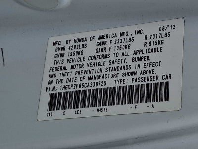 2012 Honda Accord 4dr I4 Auto SE