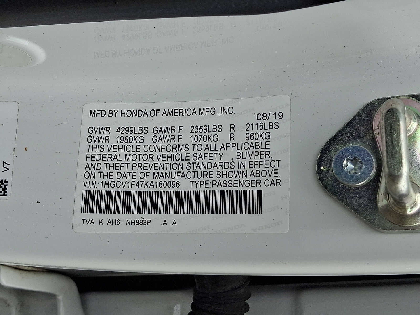 2019 Honda Accord EX 1.5T CVT
