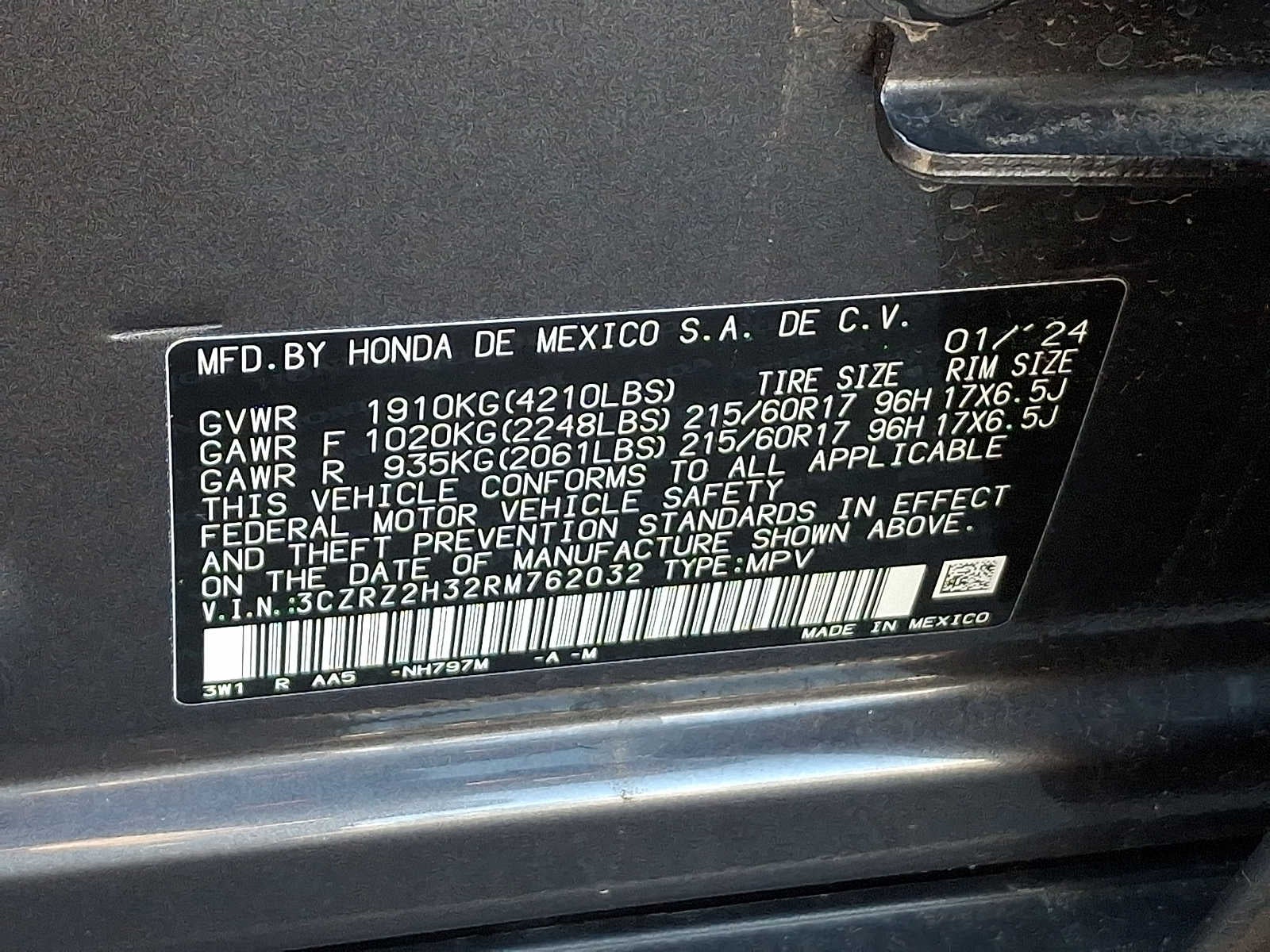 2024 Honda HR-V LX AWD CVT