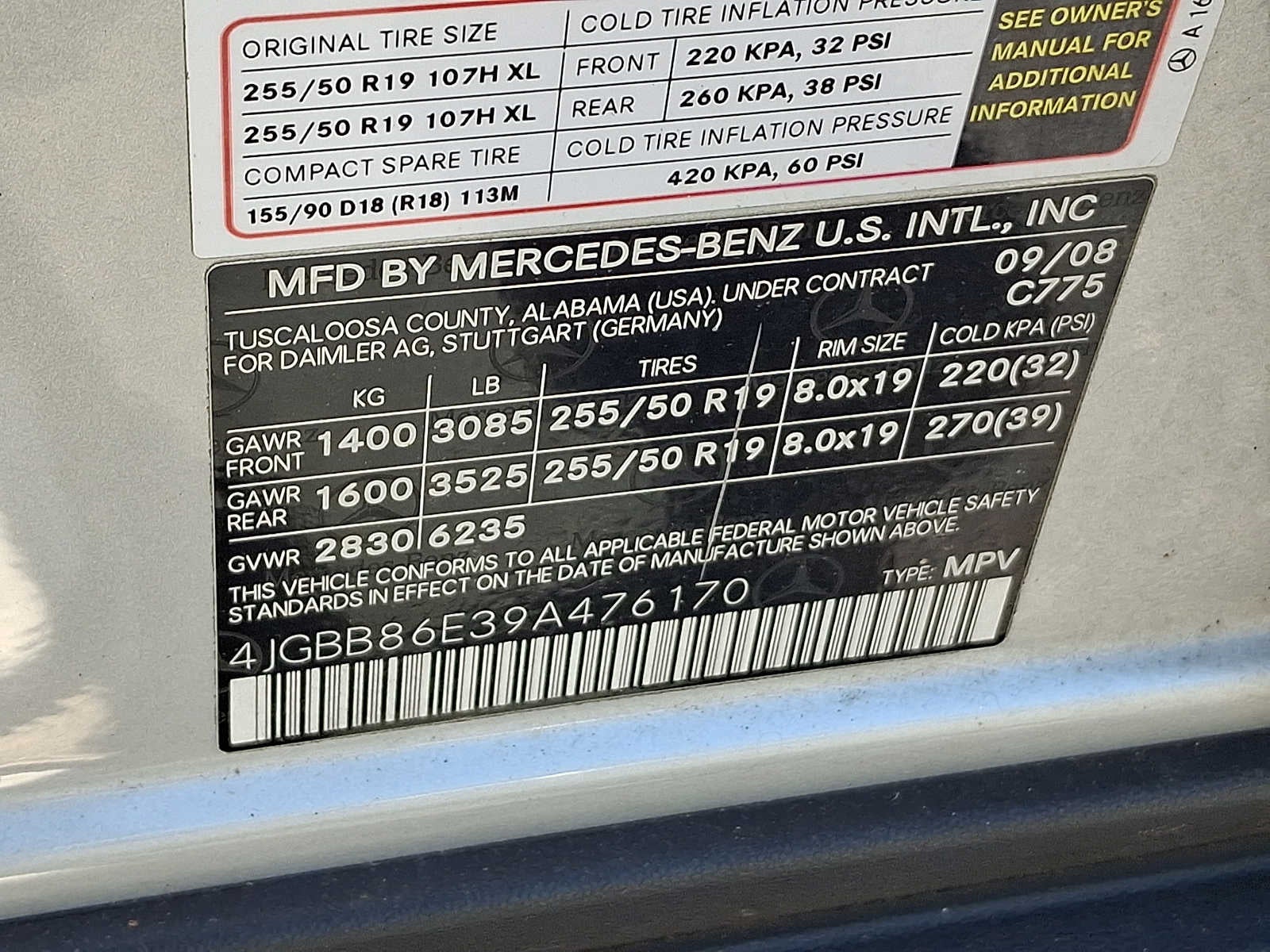 2009 Mercedes-Benz M-Class 4MATIC® 4dr 3.5L