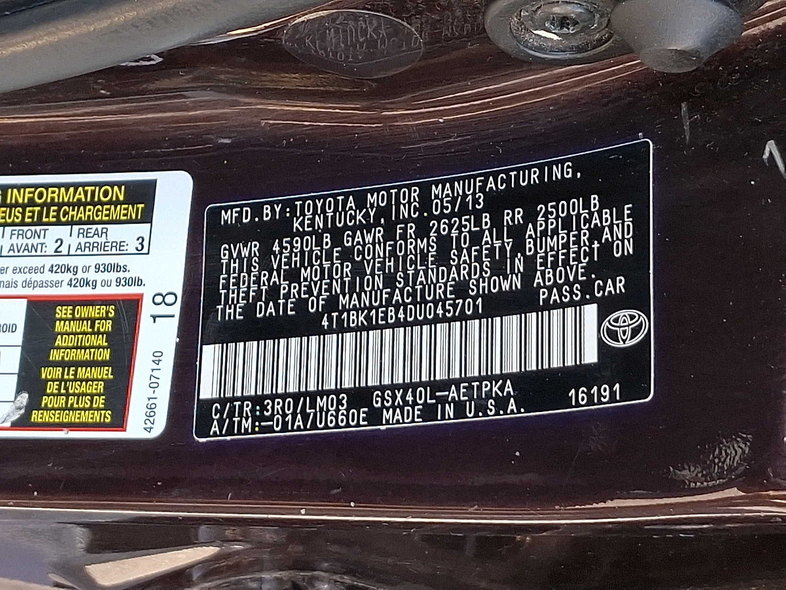 2013 Toyota Avalon 4dr Sdn Limited