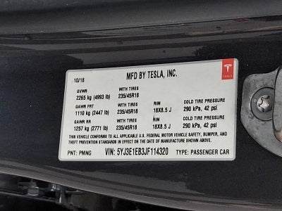 2018 Tesla Model 3 Long Range Battery AWD