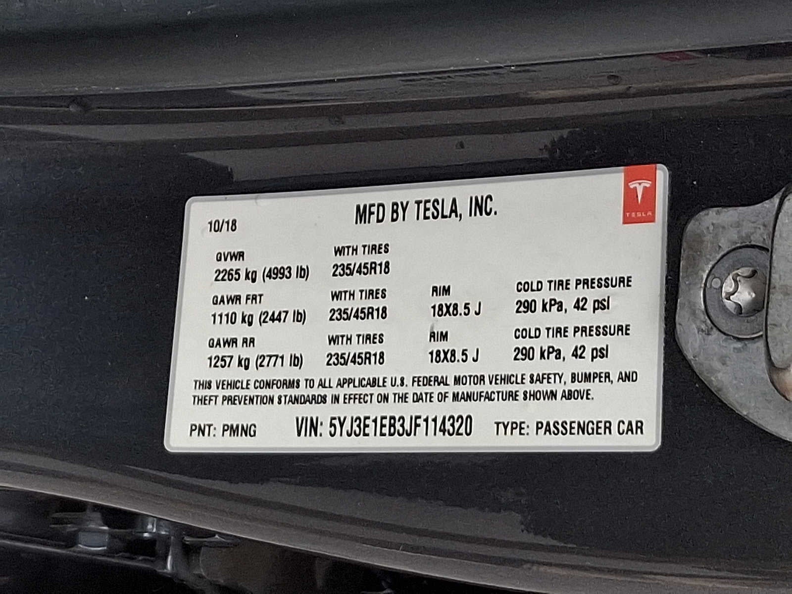 2018 Tesla Model 3 Long Range Battery AWD
