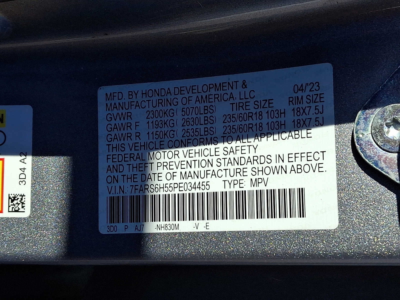 2023 Honda CR-V Hybrid Sport AWD w/o BSI