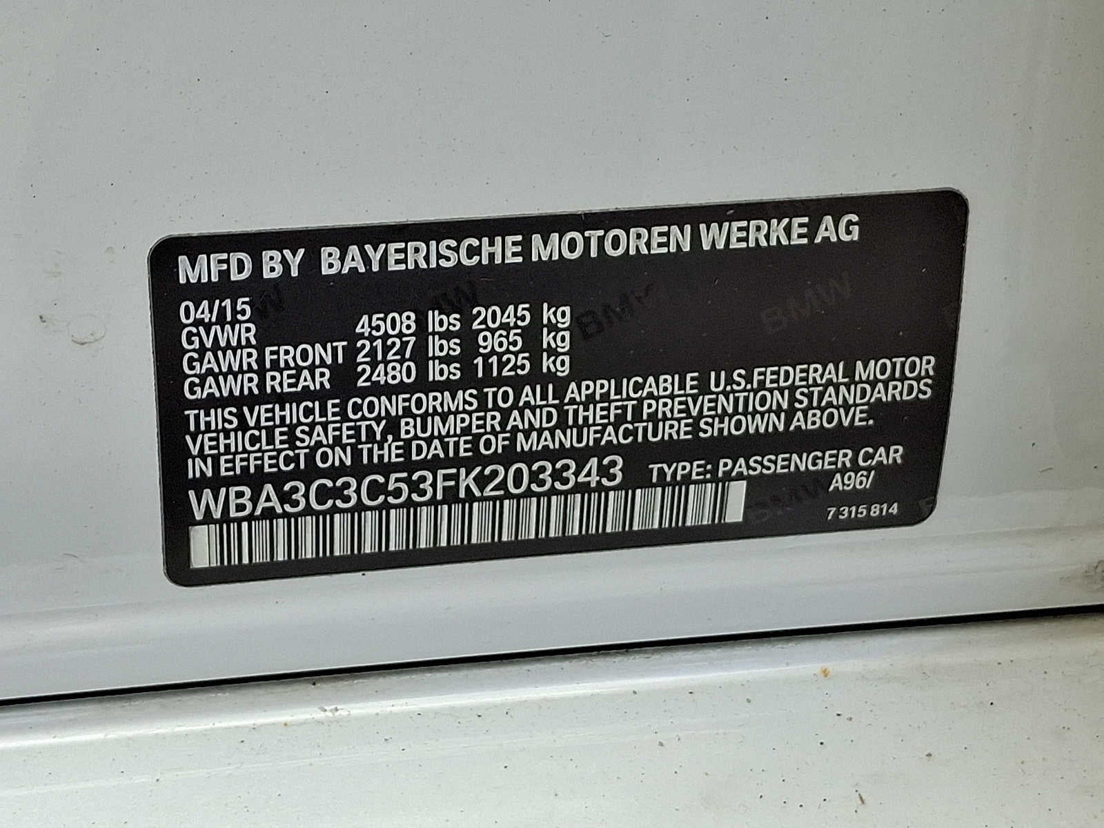 2015 BMW 3 Series 4dr Sdn 320i xDrive AWD