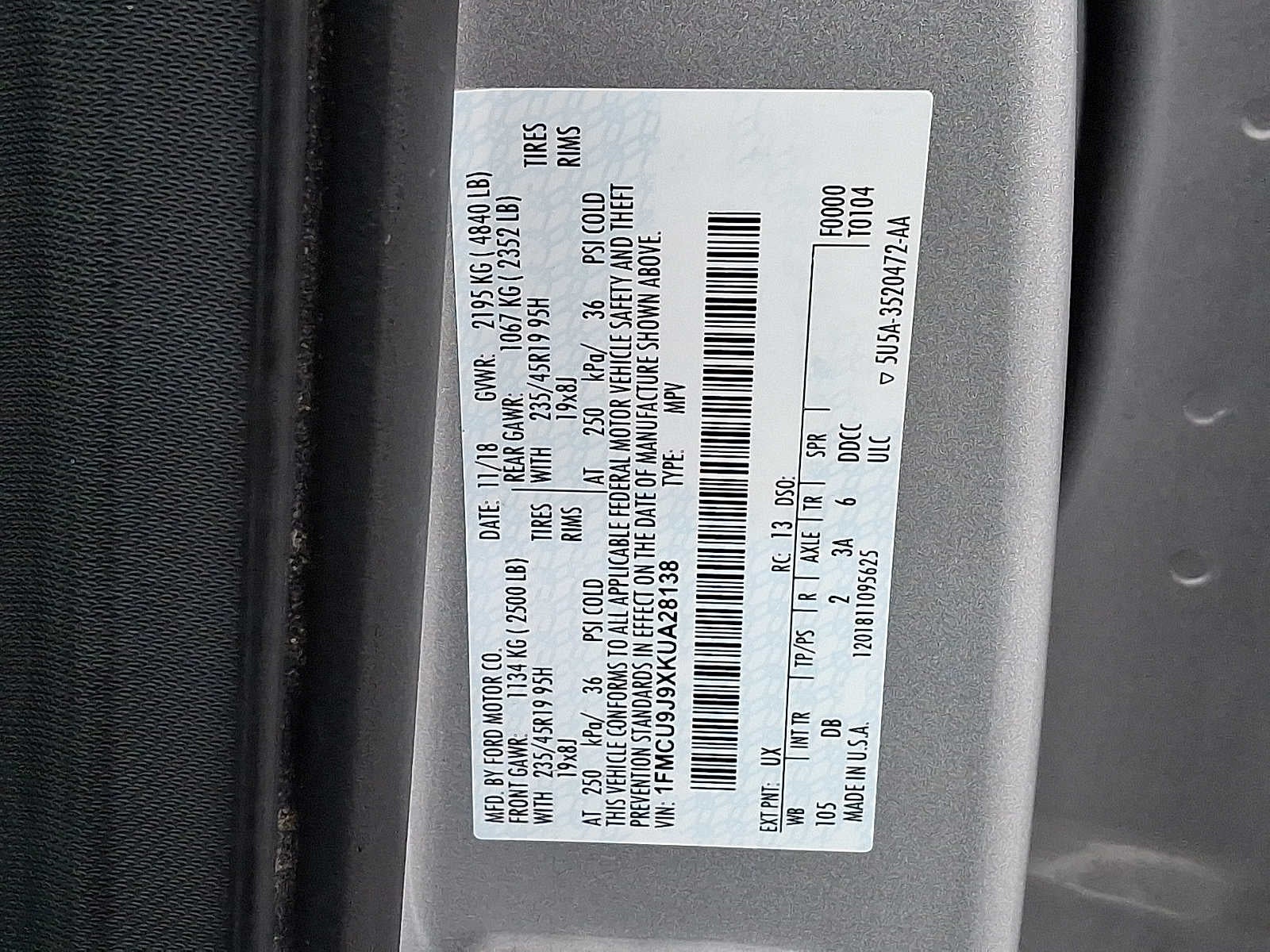 2019 Ford Escape Titanium 4WD