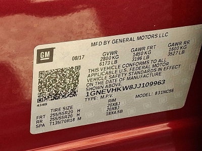 2018 Chevrolet Traverse AWD 4dr LT Leather w/3LT