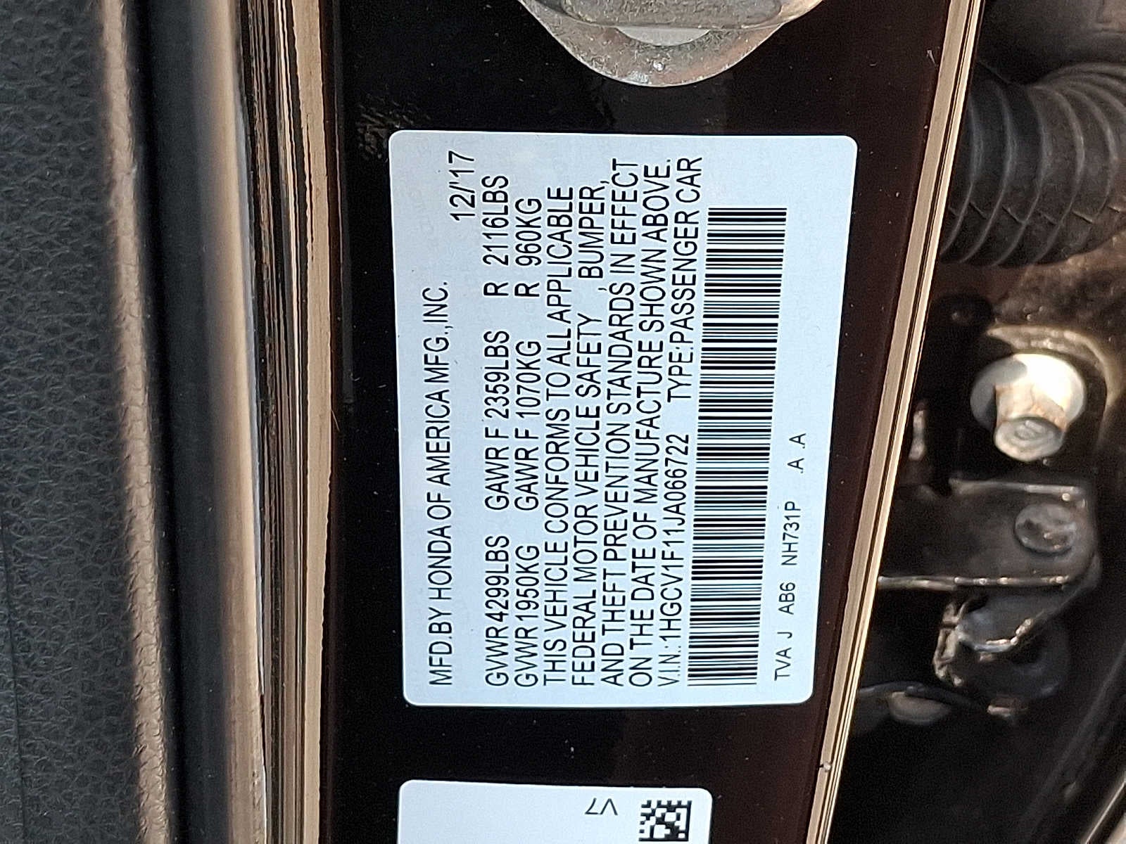 2018 Honda Accord LX 1.5T CVT